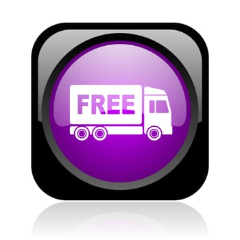 free delivery black and violet square web glossy icon
