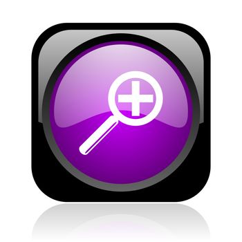 magnification black and violet square web glossy icon