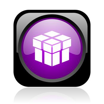 box black and violet square web glossy icon