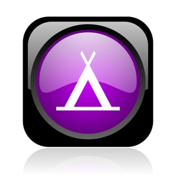 camping black and violet square web glossy icon