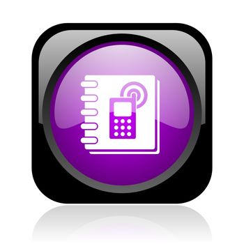 phonebook black and violet square web glossy icon