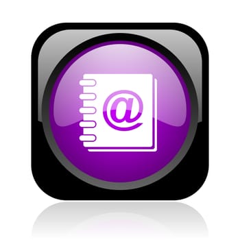address book black and violet square web glossy icon