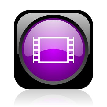 movie black and violet square web glossy icon