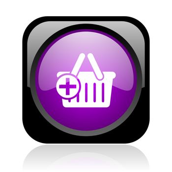 shopping cart black and violet square web glossy icon