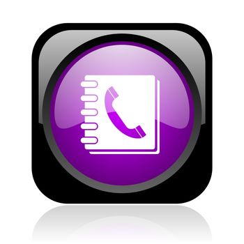 phonebook black and violet square web glossy icon