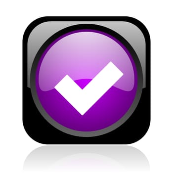 accept black and violet square web glossy icon
