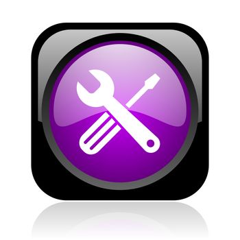 tools black and violet square web glossy icon