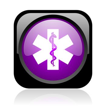caduceus black and violet square web glossy icon