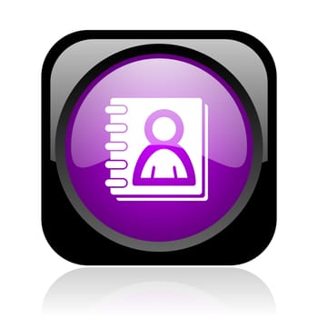 address book black and violet square web glossy icon