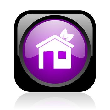 home black and violet square web glossy icon