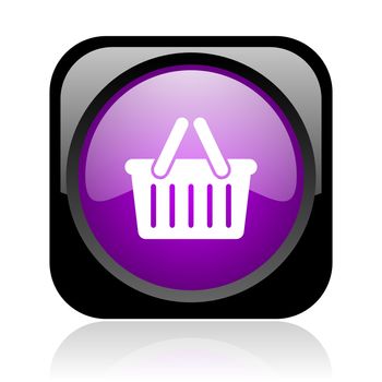 shopping cart black and violet square web glossy icon