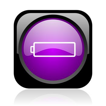 battery black and violet square web glossy icon