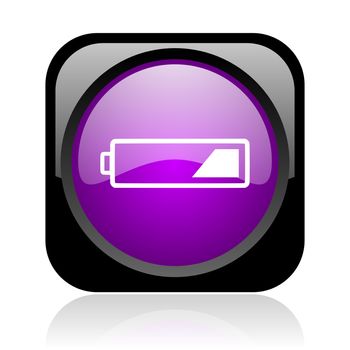 battery black and violet square web glossy icon