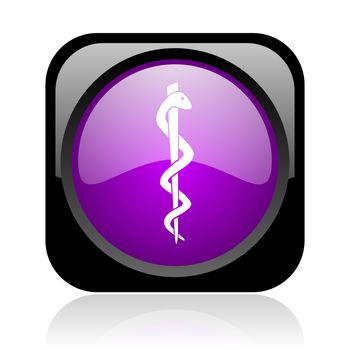 caduceus black and violet square web glossy icon