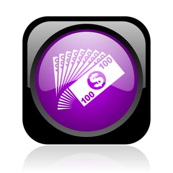 money black and violet square web glossy icon