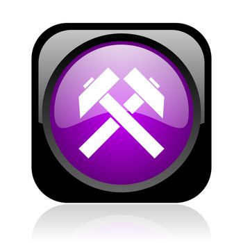 mining black and violet square web glossy icon