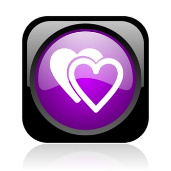 love black and violet square web glossy icon