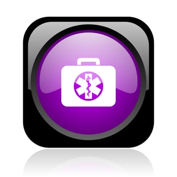 rescue kit black and violet square web glossy icon