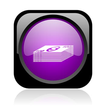money black and violet square web glossy icon