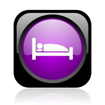 hotel black and violet square web glossy icon