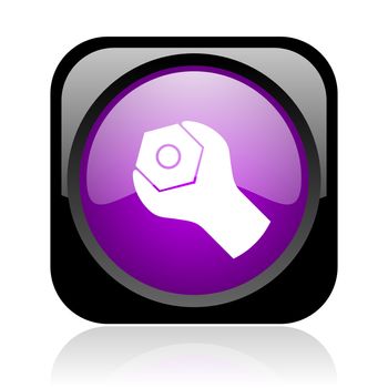 tools black and violet square web glossy icon