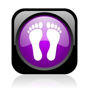 footprint black and violet square web glossy icon