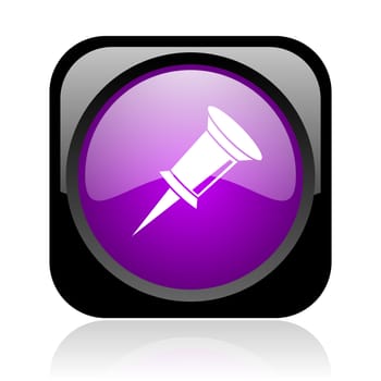 pin black and violet square web glossy icon