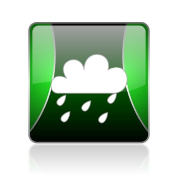 black and green square glossy internet icon on white background with reflaction