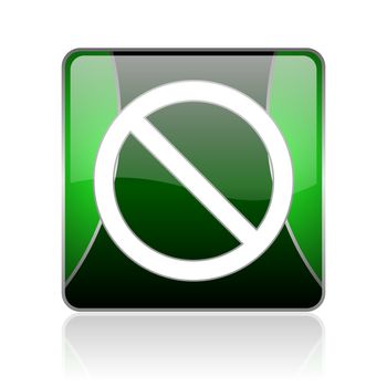 black and green square glossy internet icon on white background with reflaction