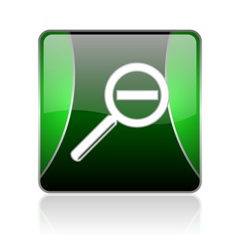 black and green square glossy internet icon on white background with reflaction