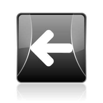 black modern square web glossy icon on white background with reflaction