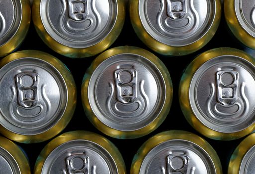 Much of drinking cans close up