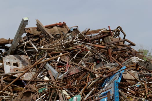 scrap metal processing industry, stacked metal