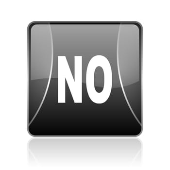 black modern square web glossy icon on white background with reflaction