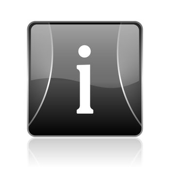 black modern square web glossy icon on white background with reflaction