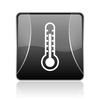 black modern square web glossy icon on white background with reflaction
