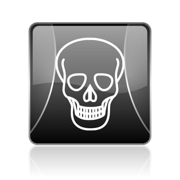black modern square web glossy icon on white background with reflaction