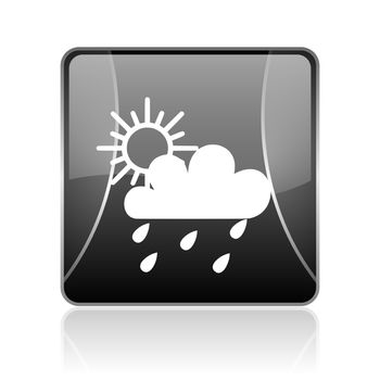 black modern square web glossy icon on white background with reflaction
