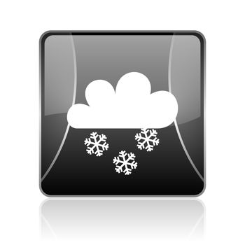 black modern square web glossy icon on white background with reflaction