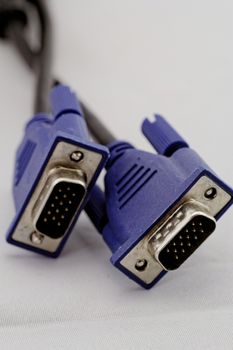 black VGA monitor Cable with blue Connector on white