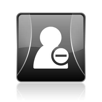 black modern square web glossy icon on white background with reflaction