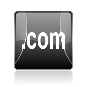 black modern square web glossy icon on white background with reflaction