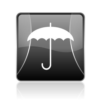 black modern square web glossy icon on white background with reflaction