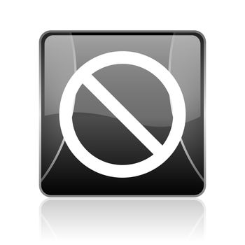 black modern square web glossy icon on white background with reflaction