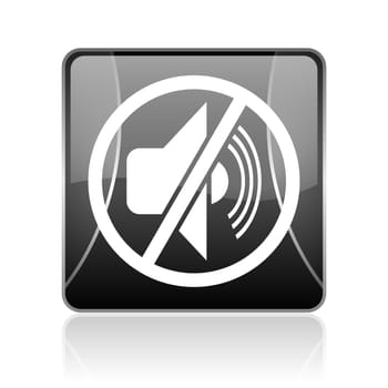 black modern square web glossy icon on white background with reflaction