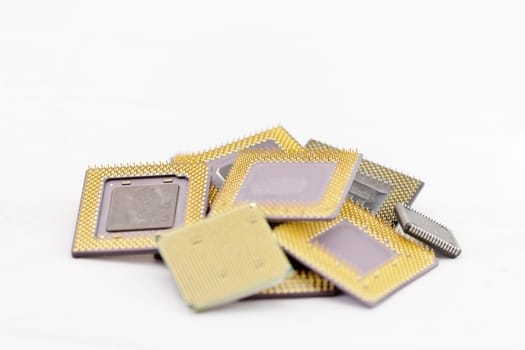 close up of many different cpu processors 