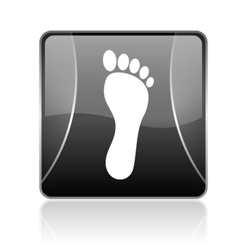 black modern square web glossy icon on white background with reflaction