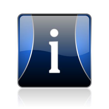 black and blue square glossy internet icon on white background with reflaction