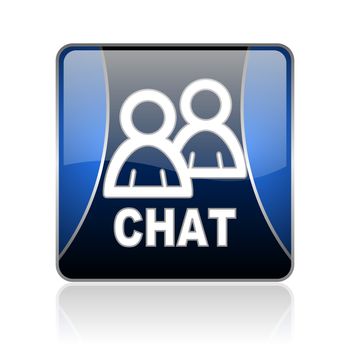 black and blue square glossy internet icon on white background with reflaction