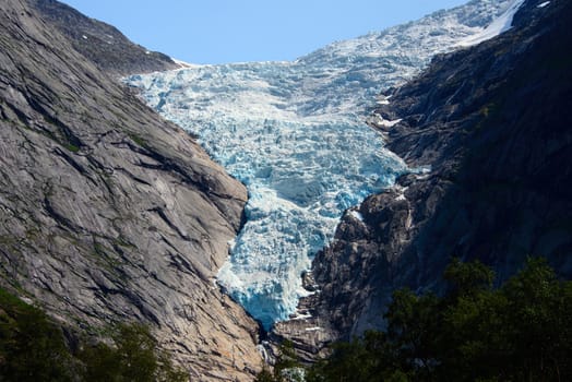 The ice from the glacier Briksdalsbreen in 2013